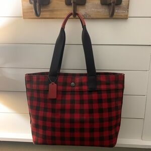 Beautiful Large Coach Buffalo Plaid Tote (Used Once)